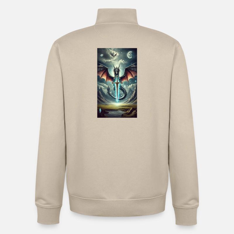Dragon à l’épée céleste - Sweat zippé unisexe en coton bio Stanley/Stella - beige crème