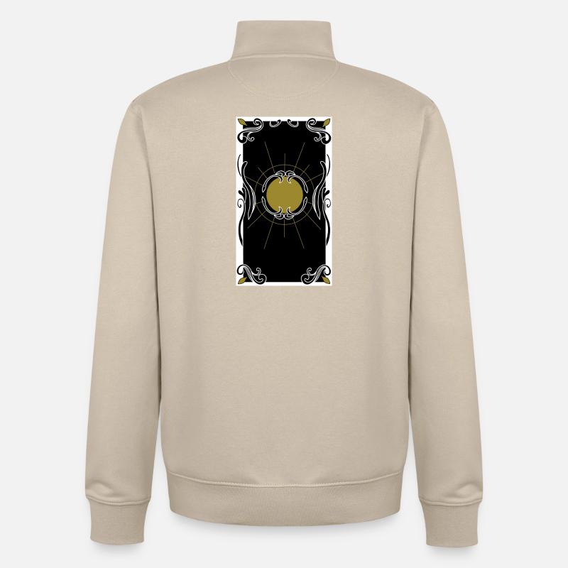 Dos de carte de tarot - Sweat zippé unisexe en coton bio Stanley/Stella - beige crème