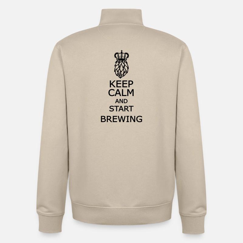 Reste calme et commence à infuser - Sweat zippé unisexe en coton bio Stanley/Stella - beige crème
