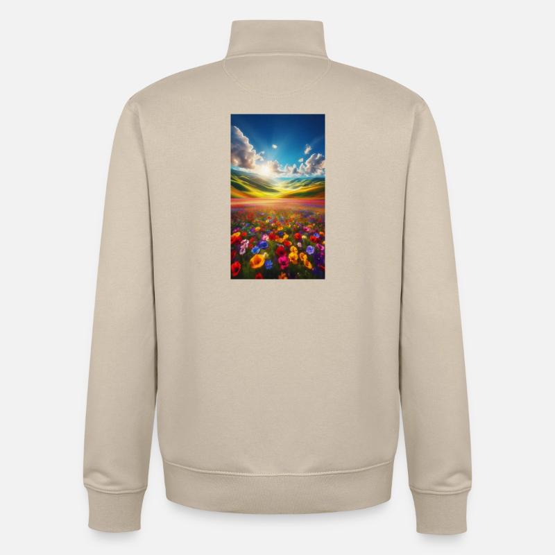 Rainbow meadow in sunlight - Unisex Organic Zip Sweatshirt by Stanley/Stella - desert dust
