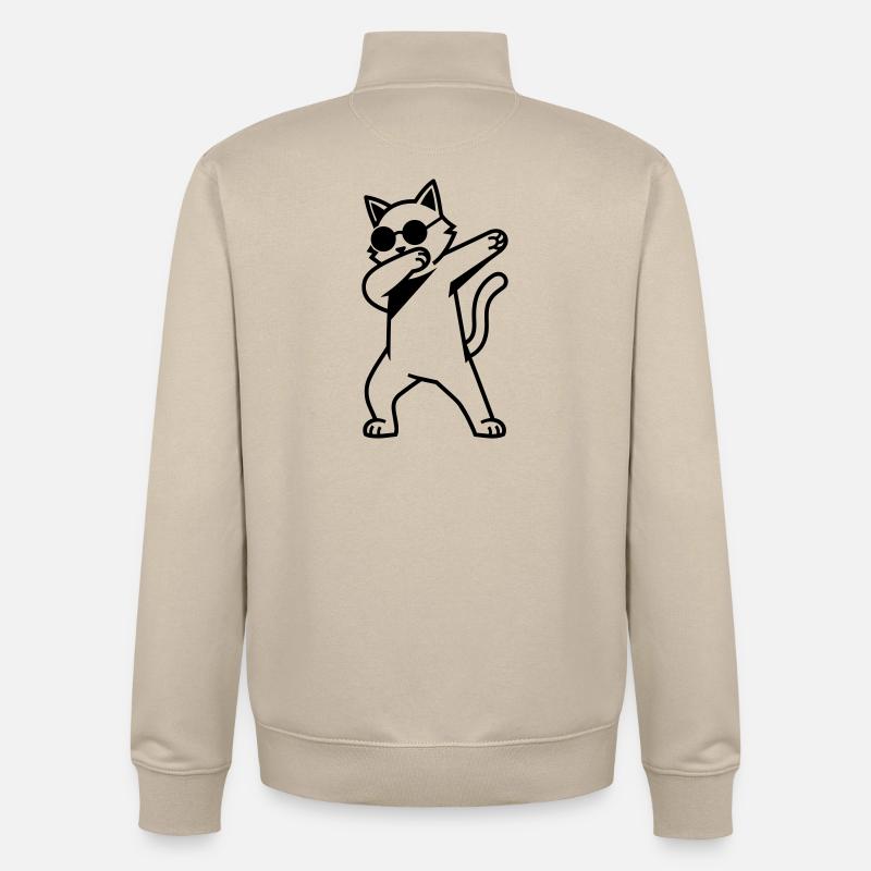 cat dab - Unisex Organic Zip Sweatshirt by Stanley/Stella - desert dust