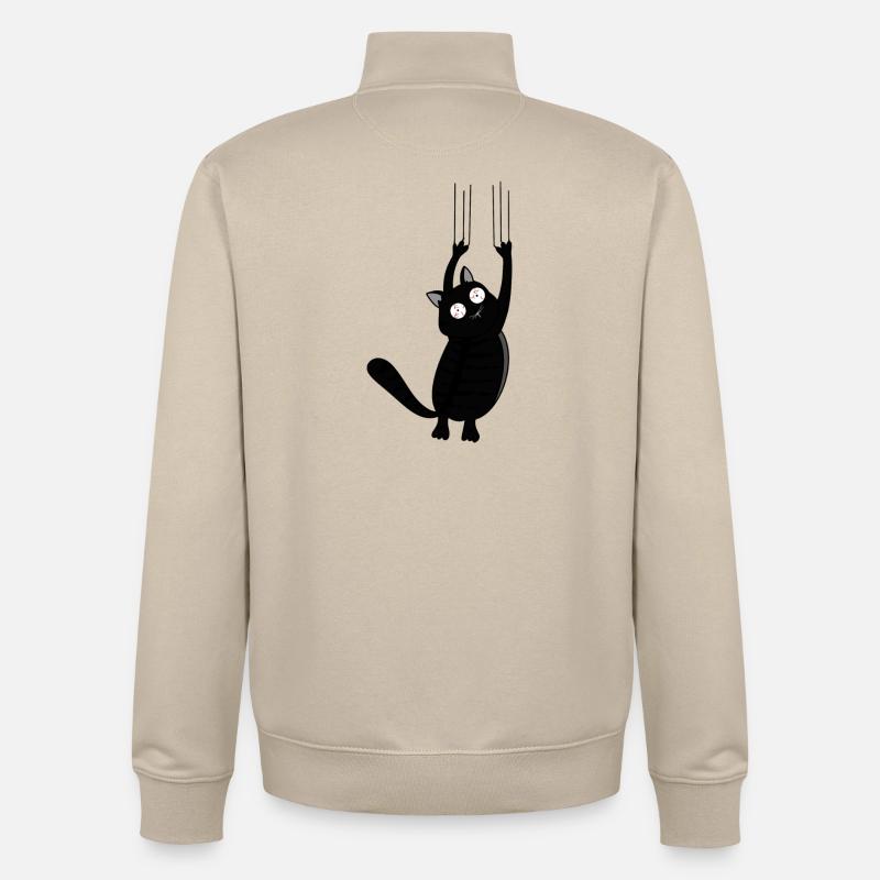 Panic Cat (version noire) - Sweat zippé unisexe en coton bio Stanley/Stella - beige crème