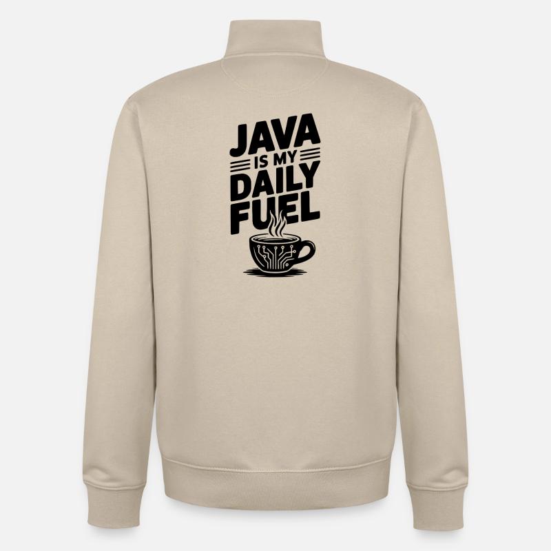 Java est mon carburant quotidien - Sweat zippé unisexe en coton bio Stanley/Stella - beige crème