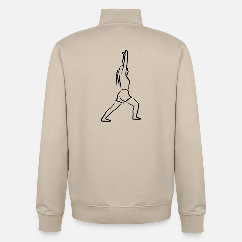 Dessin de Yogini - Sweat zippé unisexe en coton bio Stanley/Stella - beige crème