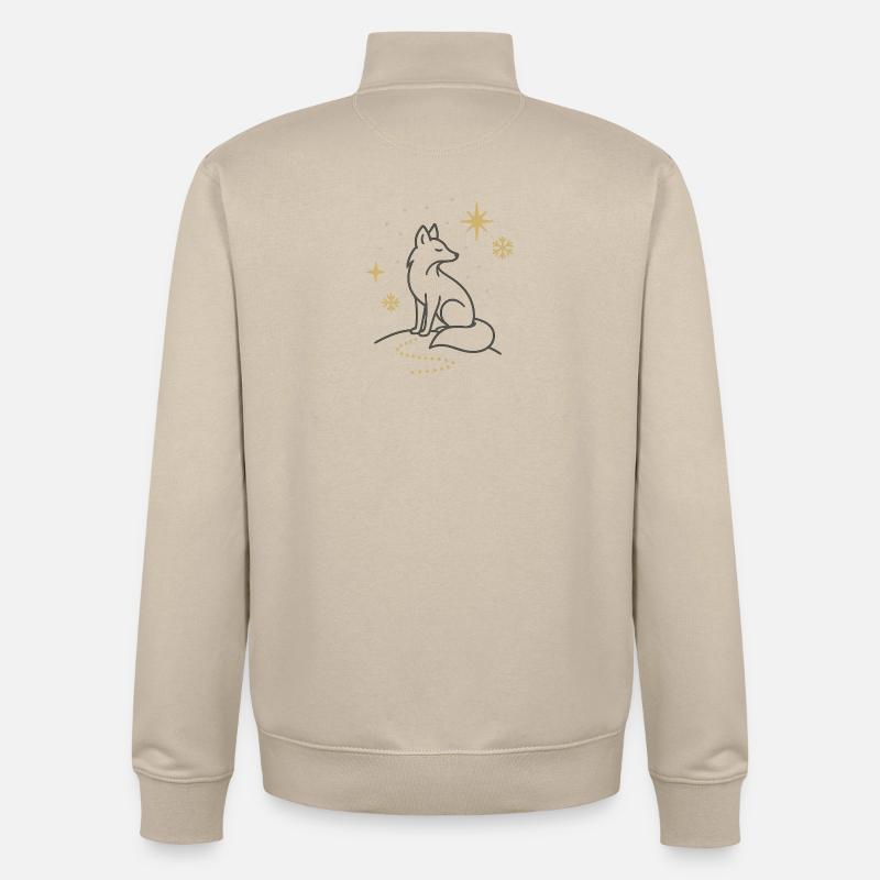Silhouette de loup de lune avec des étoiles - Sweat zippé unisexe en coton bio Stanley/Stella - beige crème