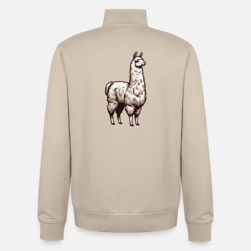 Lama blanc - Sweat zippé unisexe en coton bio Stanley/Stella - beige crème
