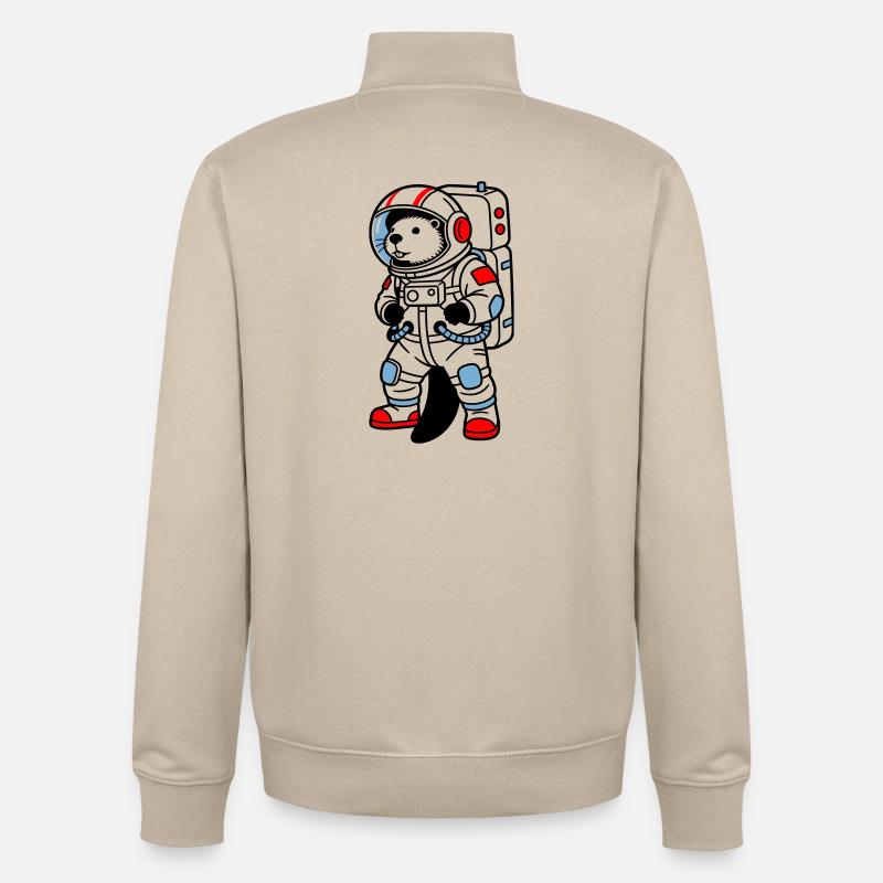Beaver en combinaison spatiale - Sweat zippé unisexe en coton bio Stanley/Stella - beige crème
