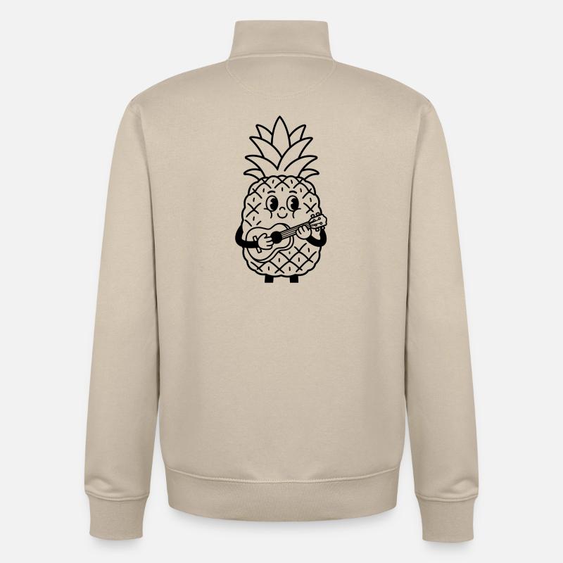 Ananas avec ukulélé - Sweat zippé unisexe en coton bio Stanley/Stella - beige crème