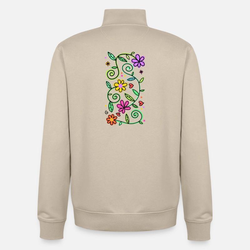 Dekorative Doodle-Gänseblümchen - Unisex Organic Zip Sweatshirt von Stanley/Stella - Cremebeige