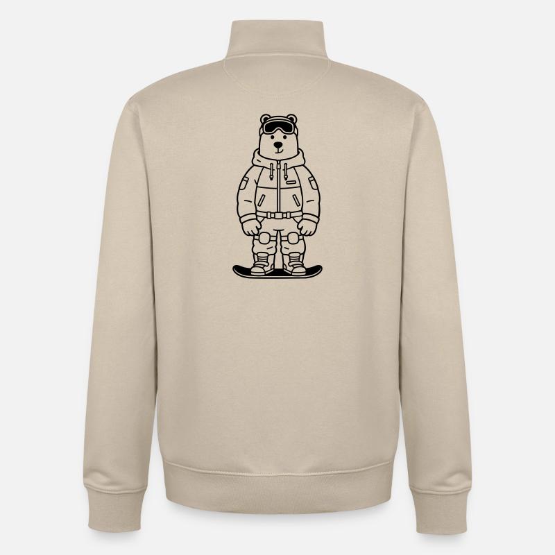 Bear Snowboarder - Unisex Organic Zip Sweatshirt by Stanley/Stella - desert dust