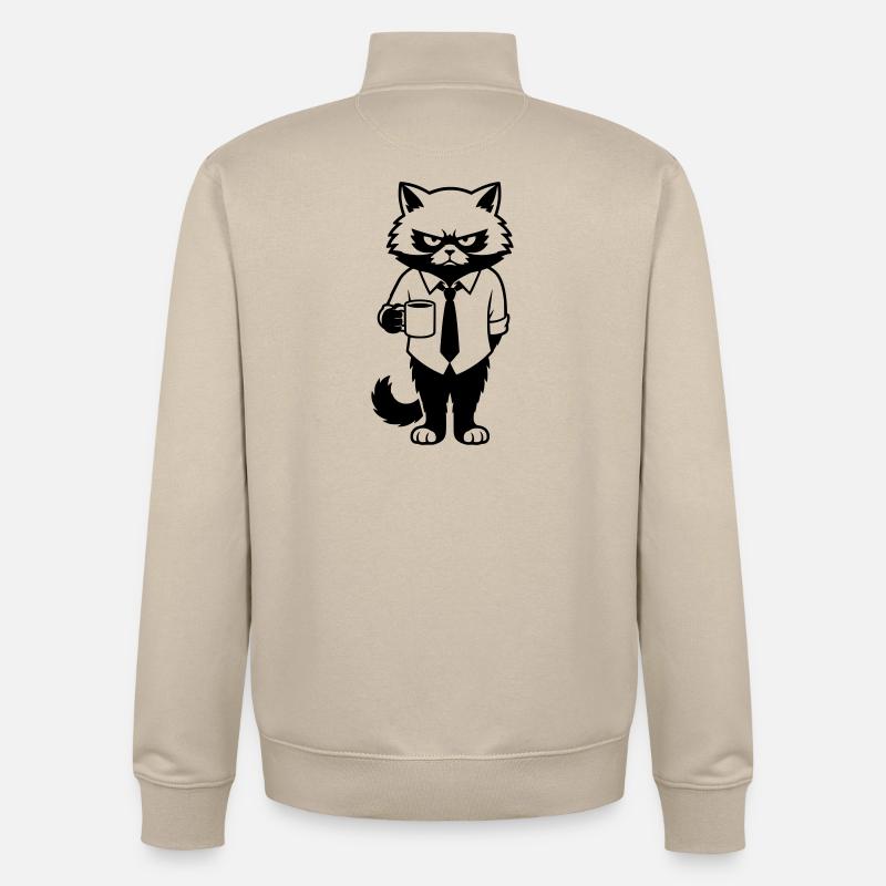 Grumpy office hangover with coffee - Unisex Organic Zip Sweatshirt by Stanley/Stella - desert dust
