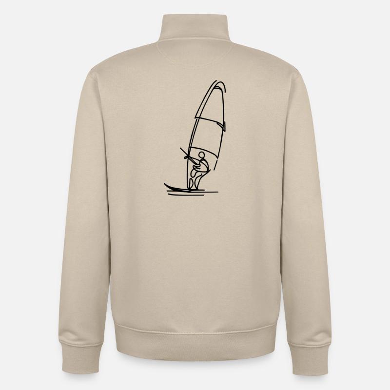 Windsurfer Drawing - Unisex Organic Zip Sweatshirt by Stanley/Stella - desert dust