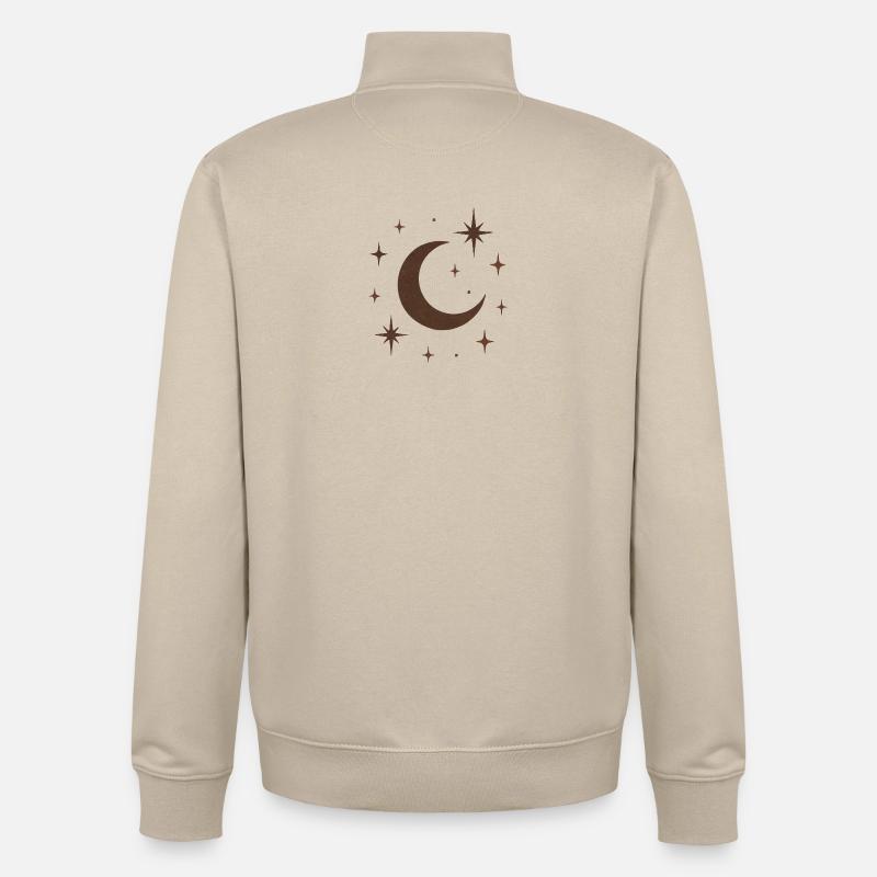 "Lune céleste" - Sweat zippé unisexe en coton bio Stanley/Stella - beige crème