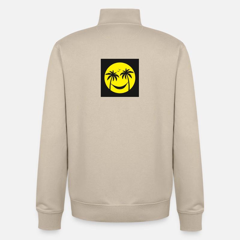 Soleil Tropical Hamac Palmier - Sweat zippé unisexe en coton bio Stanley/Stella - beige crème