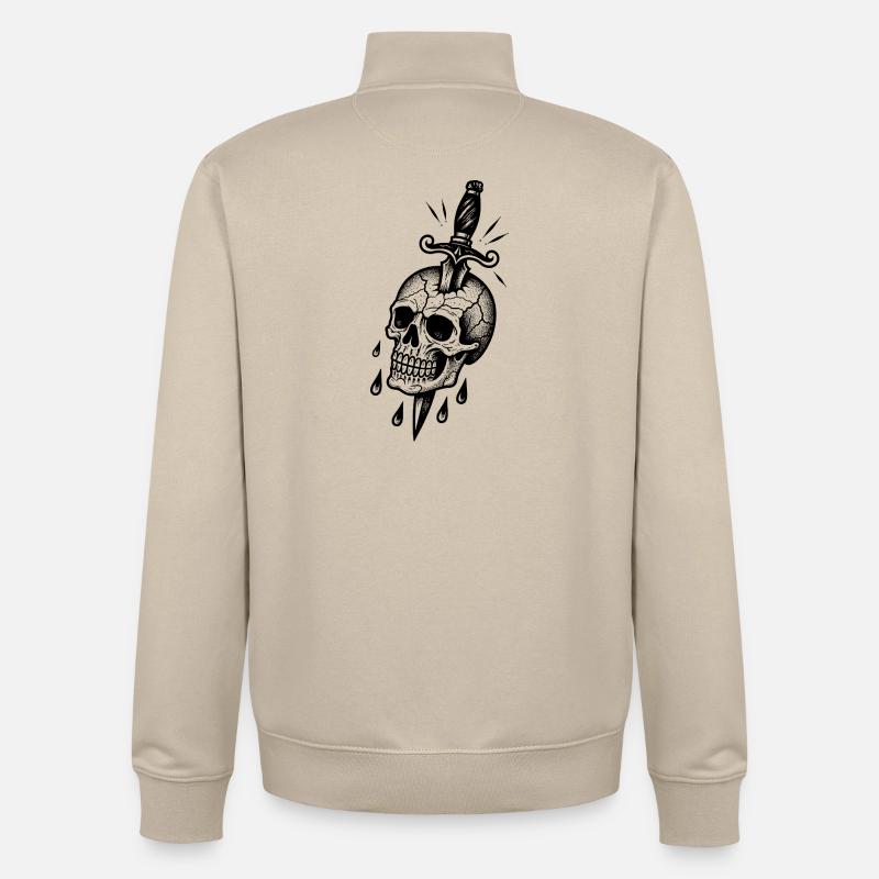 Zerbrochener Schädel mit einem Dolch - Unisex Organic Zip Sweatshirt von Stanley/Stella - Cremebeige