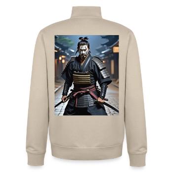 Guerrier samouraï. - Sweat zippé unisexe en coton bio Stanley/Stella - beige crème - Dos - AI Model Male 185 dark (185cm)
