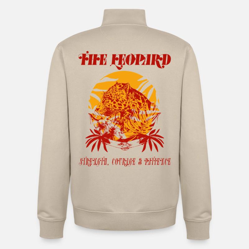 LE LÉOPARD - Sweat zippé unisexe en coton bio Stanley/Stella - beige crème