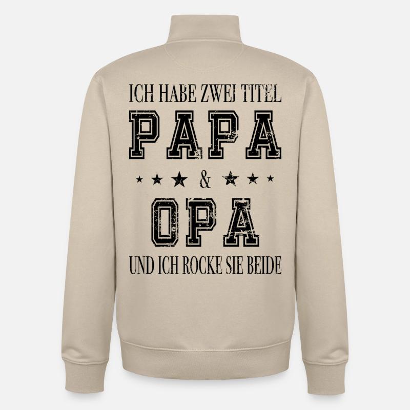 Ich bin Papa und Opa - Unisex Organic Zip Sweatshirt von Stanley/Stella - Cremebeige
