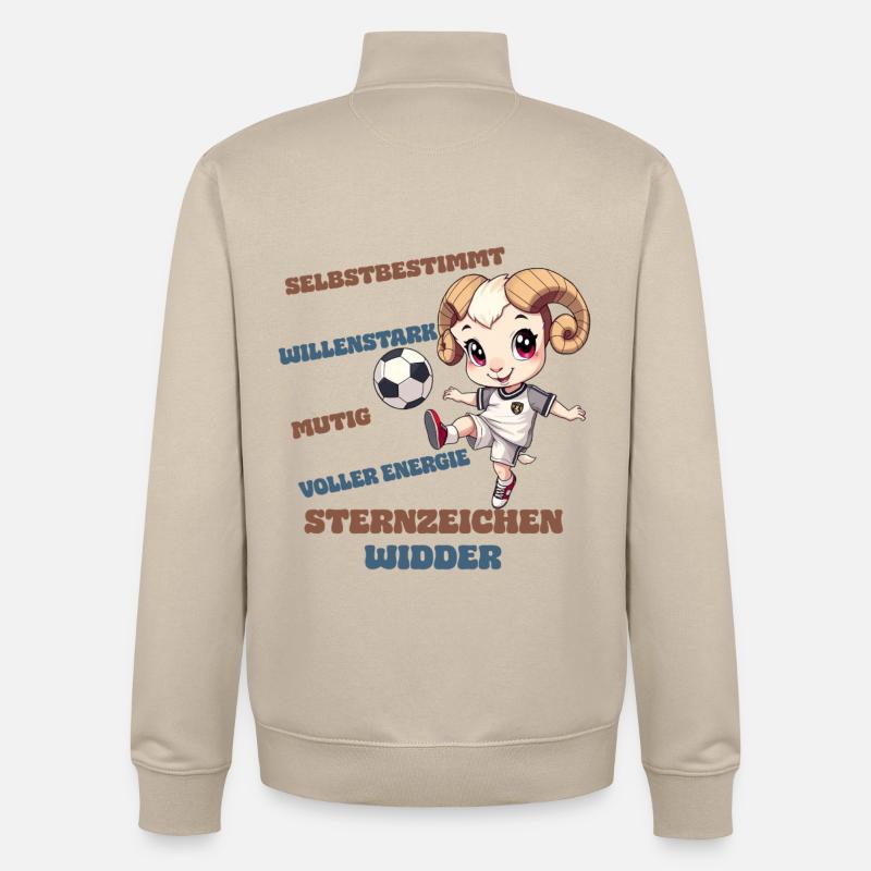 Fußball Sternzeichen Widder Eigenschaften Aries - Unisex Organic Zip Sweatshirt von Stanley/Stella - Cremebeige