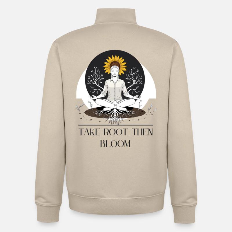 Racines de la croissance - Conception méditative - Sweat zippé unisexe en coton bio Stanley/Stella - beige crème