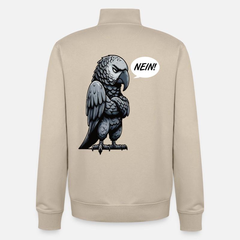 Aucun propriétaire de perroquet gris d'Afrique - Sweat zippé unisexe en coton bio Stanley/Stella - beige crème