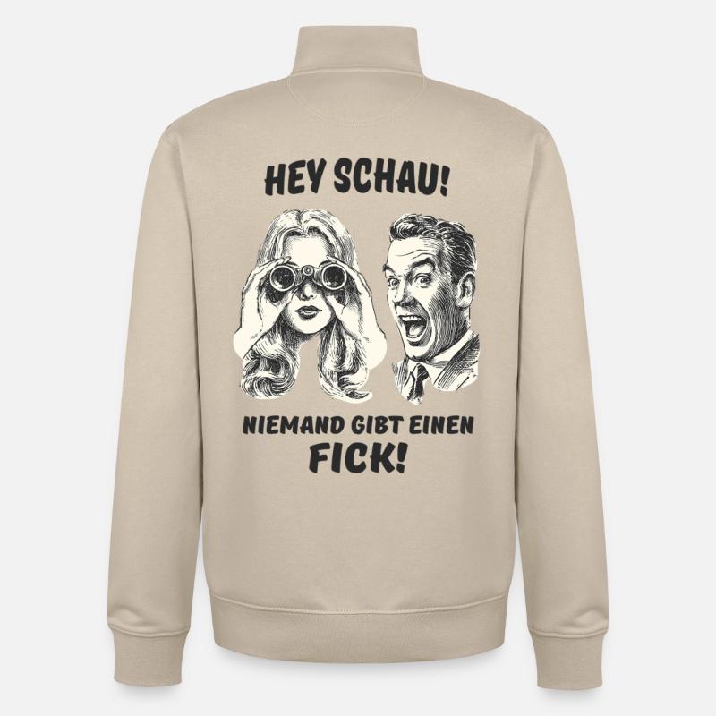 Illustration de bande dessinée rétro Doppelganger - Sweat zippé unisexe en coton bio Stanley/Stella - beige crème