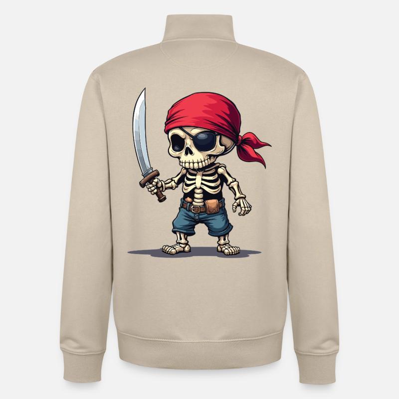 Squelette de pirate avec épée - Sweat zippé unisexe en coton bio Stanley/Stella - beige crème