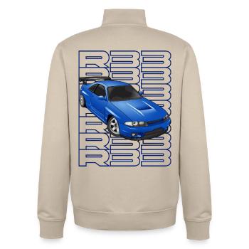 Voiture JDM R33 - Sweat zippé unisexe en coton bio Stanley/Stella - beige crème - Dos - AI Model Male 185 dark (185cm)