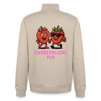 L’amour pur de la fraise – l’amitié fruitée - Sweat zippé unisexe en coton bio Stanley/Stella - beige crème - Dos - AI Model Male 185 dark (185cm)