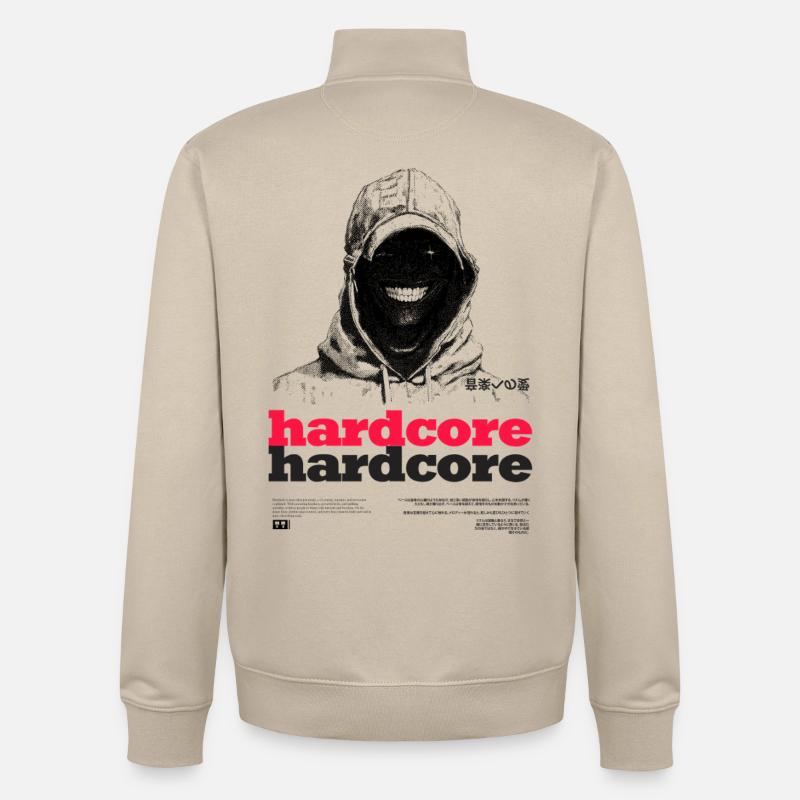 Hardcore Text - Unisex Organic Zip Sweatshirt by Stanley/Stella - desert dust