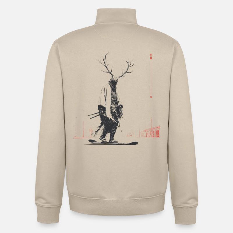 Waldgeist mit Geweihbaum - Unisex Organic Zip Sweatshirt von Stanley/Stella - Cremebeige