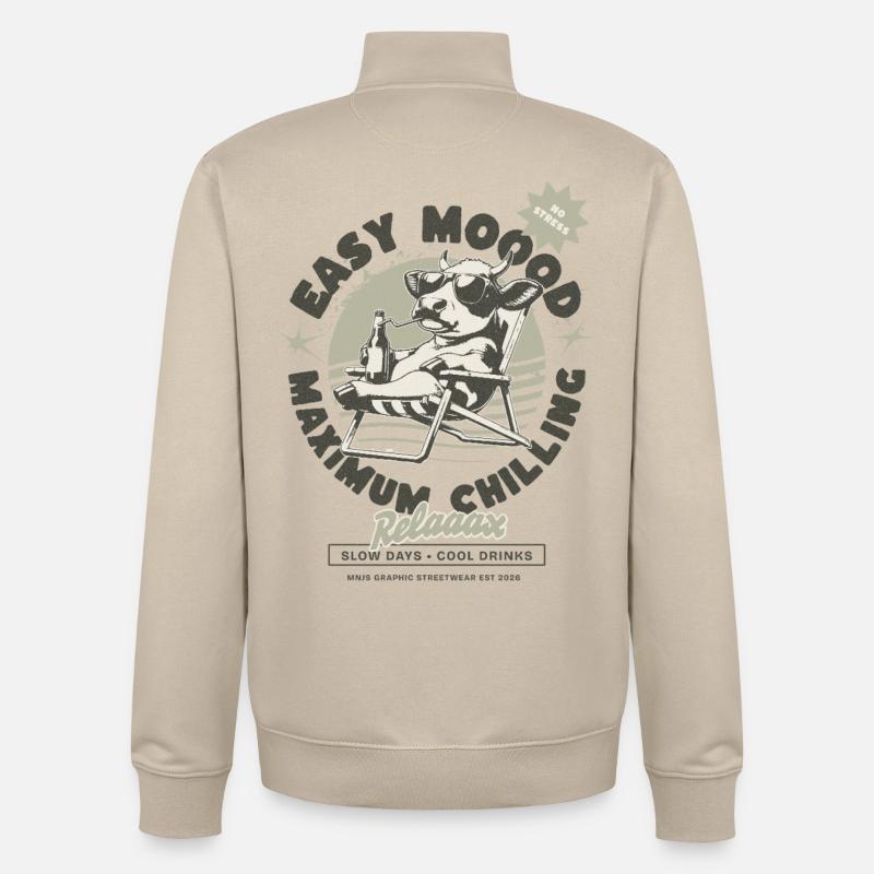 Détends-toi vache sur la plage - Sweat zippé unisexe en coton bio Stanley/Stella - beige crème