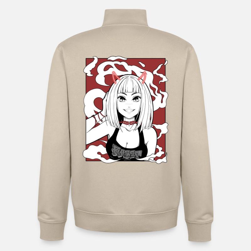 Anime Teufel Mädchen Goth Design - Unisex Organic Zip Sweatshirt von Stanley/Stella - Cremebeige