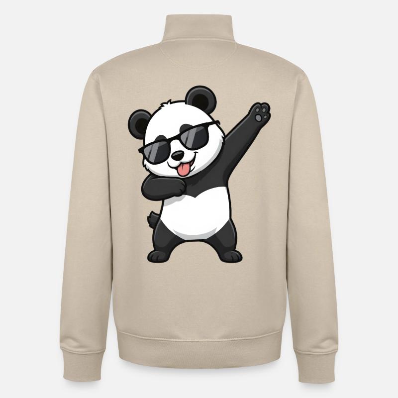 Dabbing Panda - Sweat zippé unisexe en coton bio Stanley/Stella - beige crème