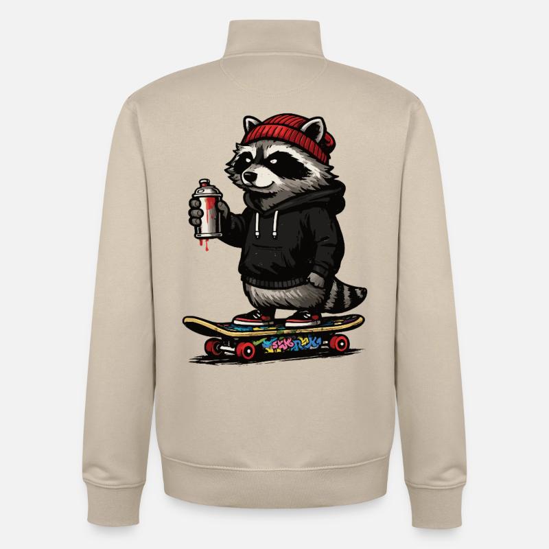 Waschbär Skate Graffiti - Unisex Organic Zip Sweatshirt von Stanley/Stella - Cremebeige