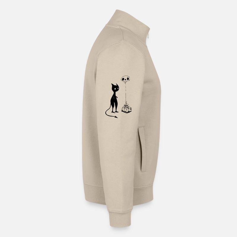 Cat gift skull devil evil Unisex Organic Zip Sweatshirt by Stanley/Stella
