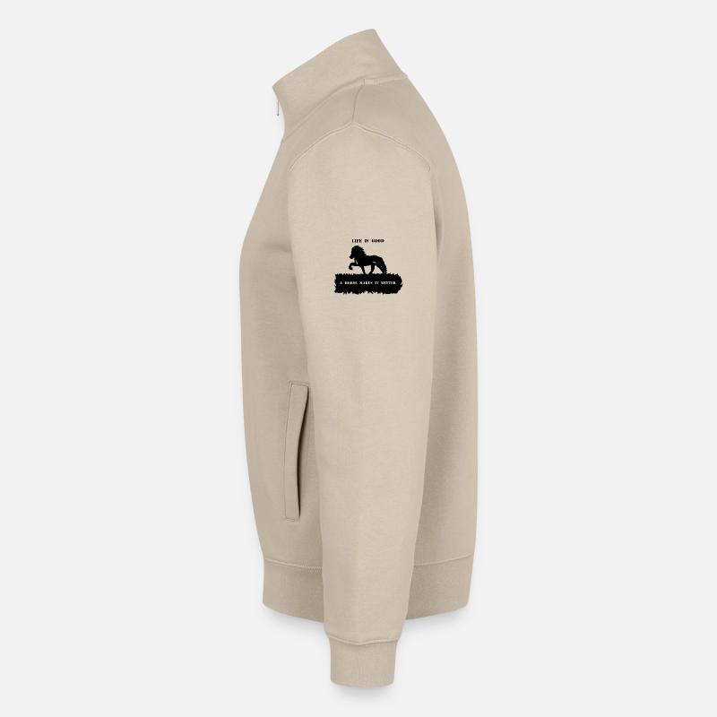 Spruch 2 mit Pferd 1 schwarz Unisex Organic Zip Sweatshirt von Stanley/Stella