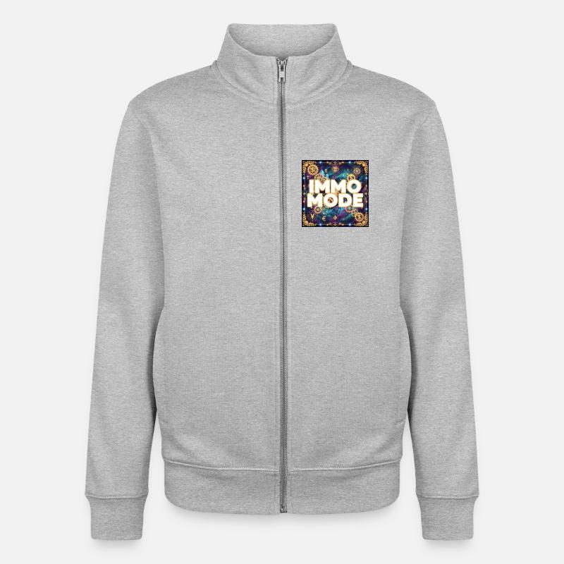 Mode Immo activé - Immobilier avec passion - Sweat zippé unisexe en coton bio Stanley/Stella - gris chiné