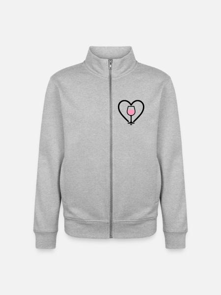 Heart + Rosé Wine – Rosé Lover - Unisex Organic Zip Sweatshirt by Stanley/Stella - heather grey