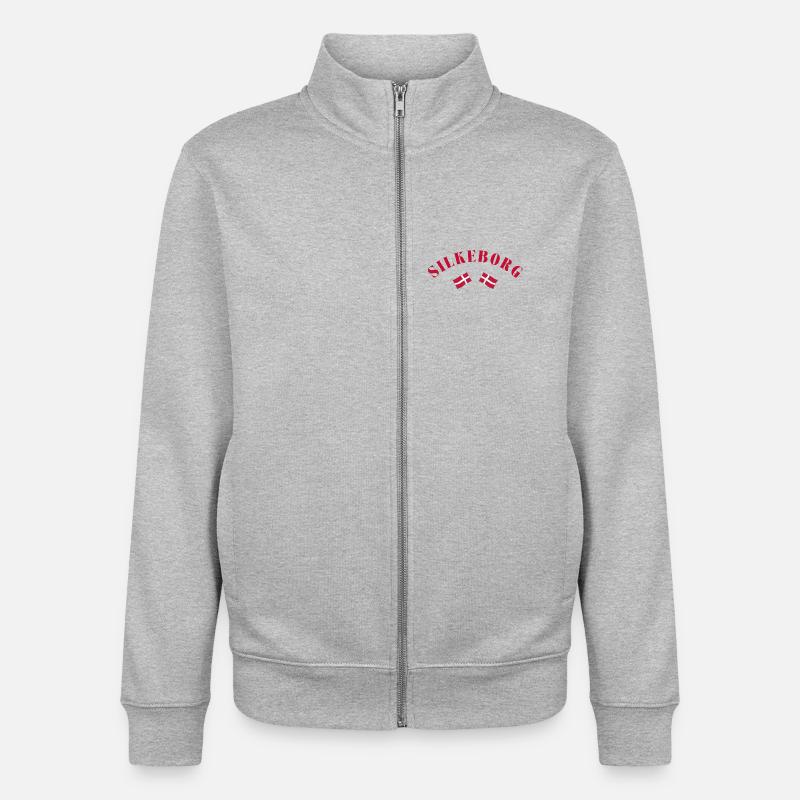 Silkeborg Danemark Drapeaux Design - Sweat zippé unisexe en coton bio Stanley/Stella - gris chiné