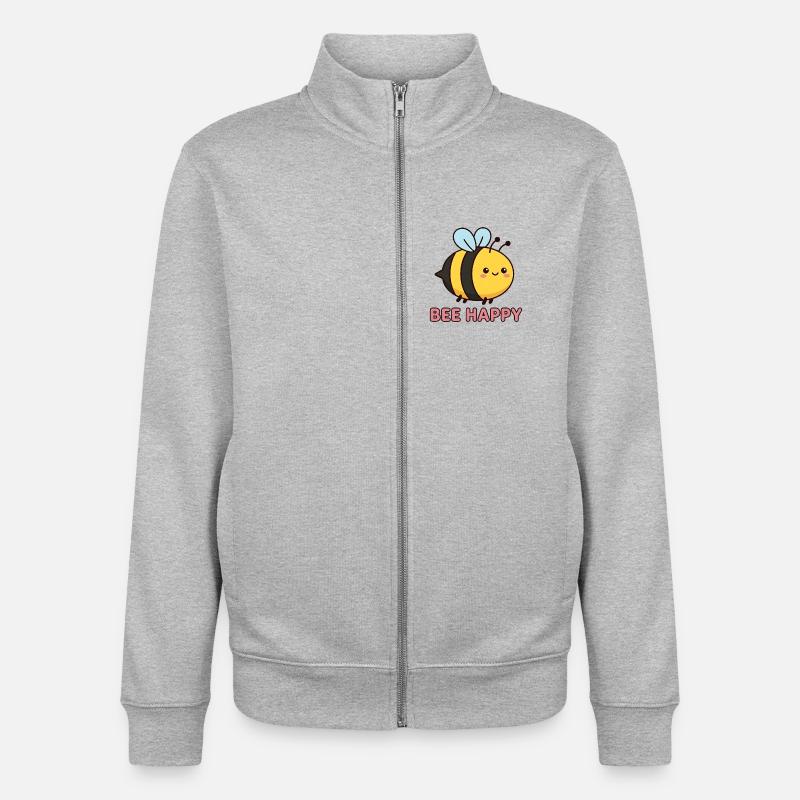 Heureuse d’abeilles | Jeu de mots mignon avec Kawaii Honey Bee - Sweat zippé unisexe en coton bio Stanley/Stella - gris chiné
