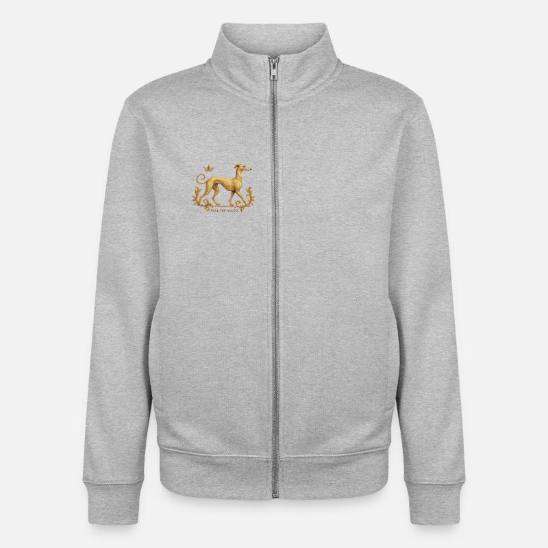 Libérez le Galgo - Broderie n°01 - Sweat zippé unisexe en coton bio Stanley/Stella - gris chiné