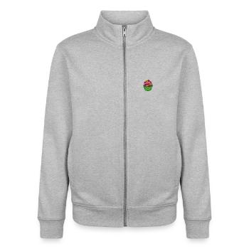 Cupcake - Sweat zippé unisexe en coton bio Stanley/Stella - gris chiné - Devant - AI Model Female 172 light (172cm) & AI Model Male 185 light (185cm)