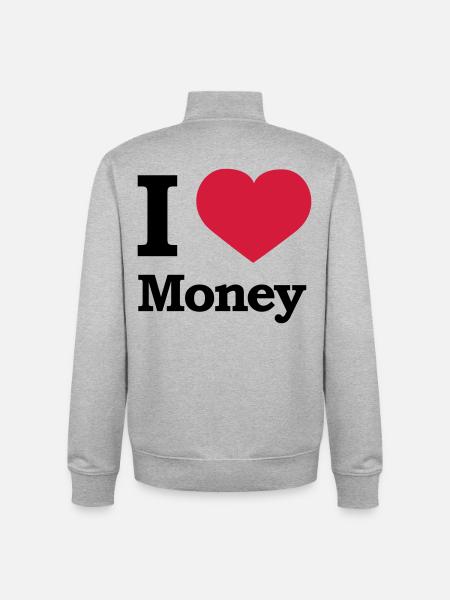 I love Money - Unisex Organic Zip Sweatshirt von Stanley/Stella - Grau meliert
