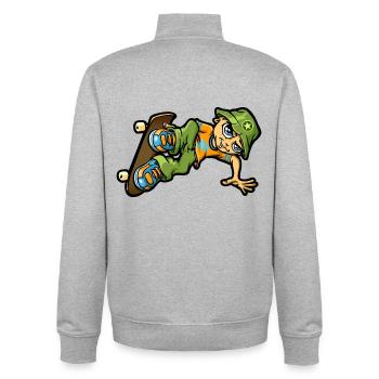 bboy in der Luft - Unisex Organic Zip Sweatshirt von Stanley/Stella - Grau meliert - Hinten - AI Model Male 185 light (185cm)
