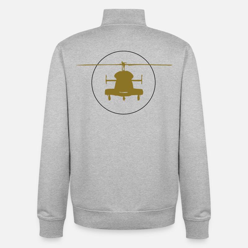 Logo de l'hélicoptère - Sweat zippé unisexe en coton bio Stanley/Stella - gris chiné