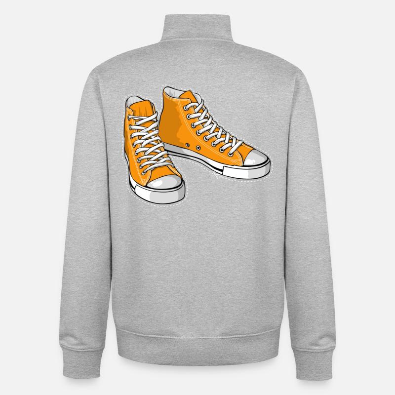 Baskets oranges - Sweat zippé unisexe en coton bio Stanley/Stella - gris chiné