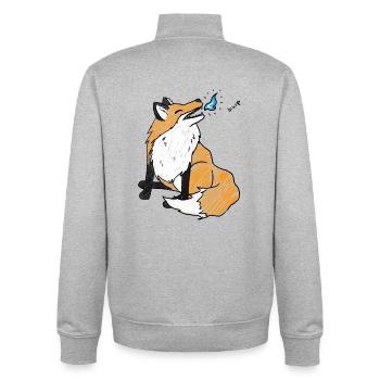 Rülps - Unisex Organic Zip Sweatshirt von Stanley/Stella - Grau meliert - Hinten - AI Model Male 185 light (185cm)