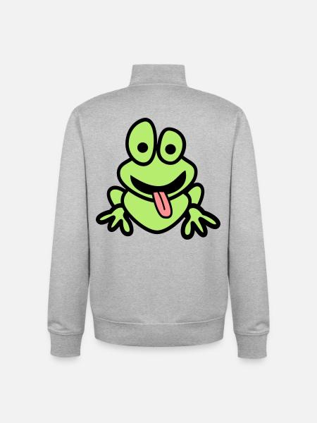 Frog with tongue - Unisex Organic Zip Sweatshirt by Stanley/Stella - heather grey