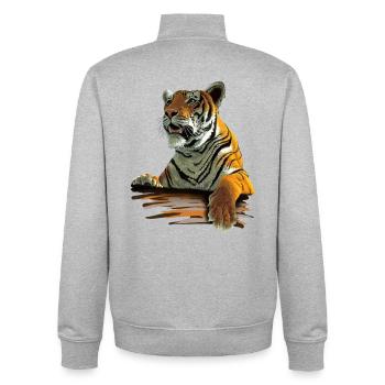 Tiger - Unisex Organic Zip Sweatshirt by Stanley/Stella - heather grey - Back - AI Model Male 185 light (185cm)